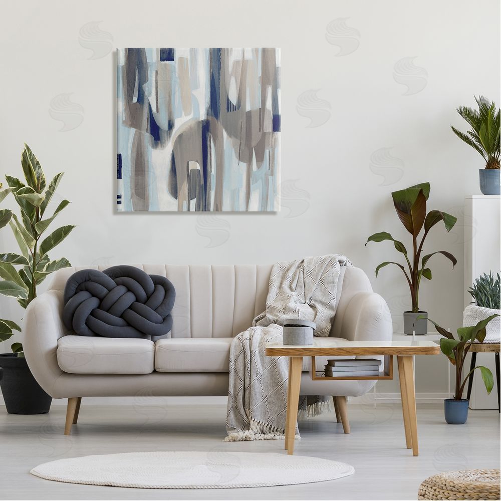 Liz Jardine Neutral Beige Falling Strokes Canvas Wall Art in Room
