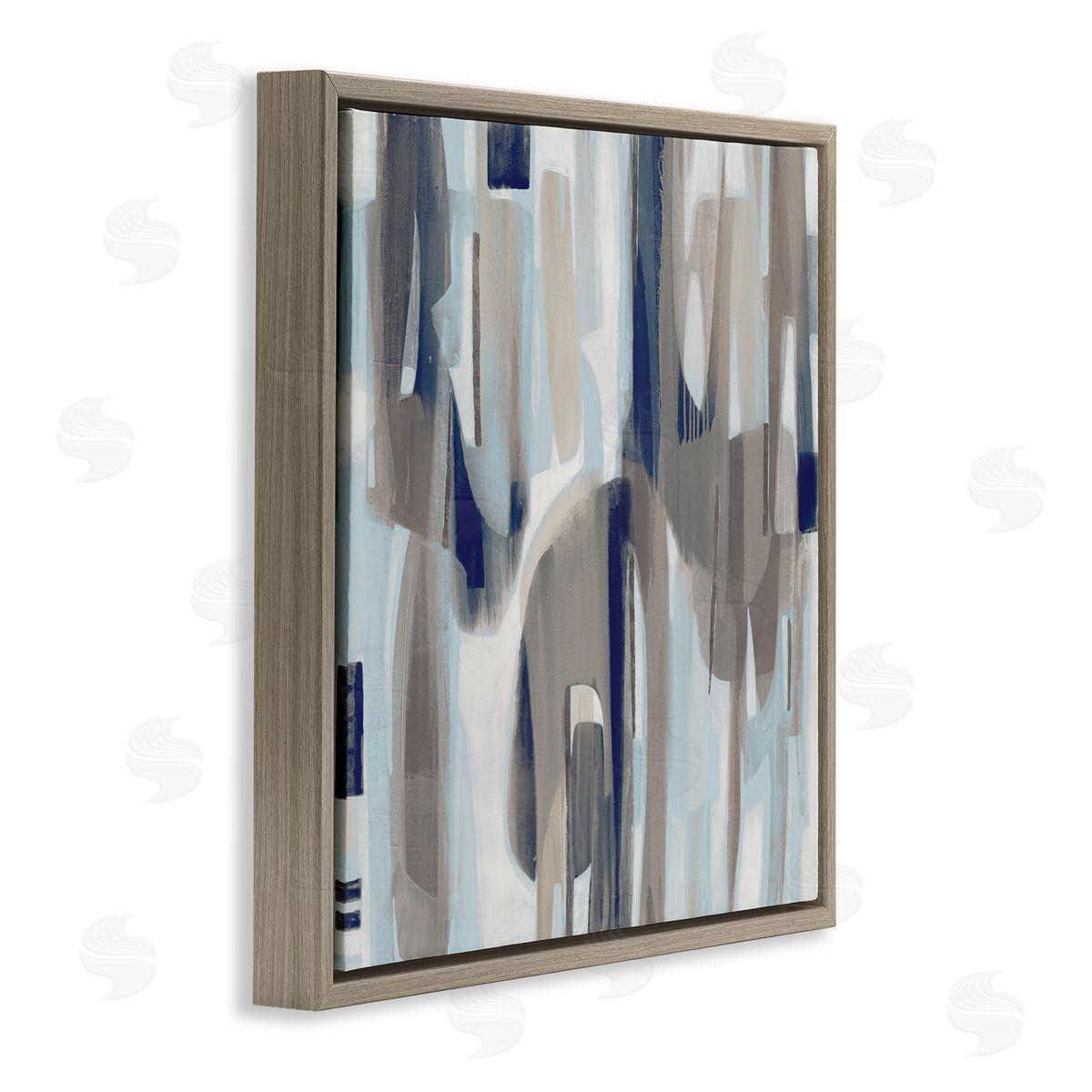 Liz Jardine Neutral Beige Falling Strokes Brown Floating Frame Canvas Wall Art Print