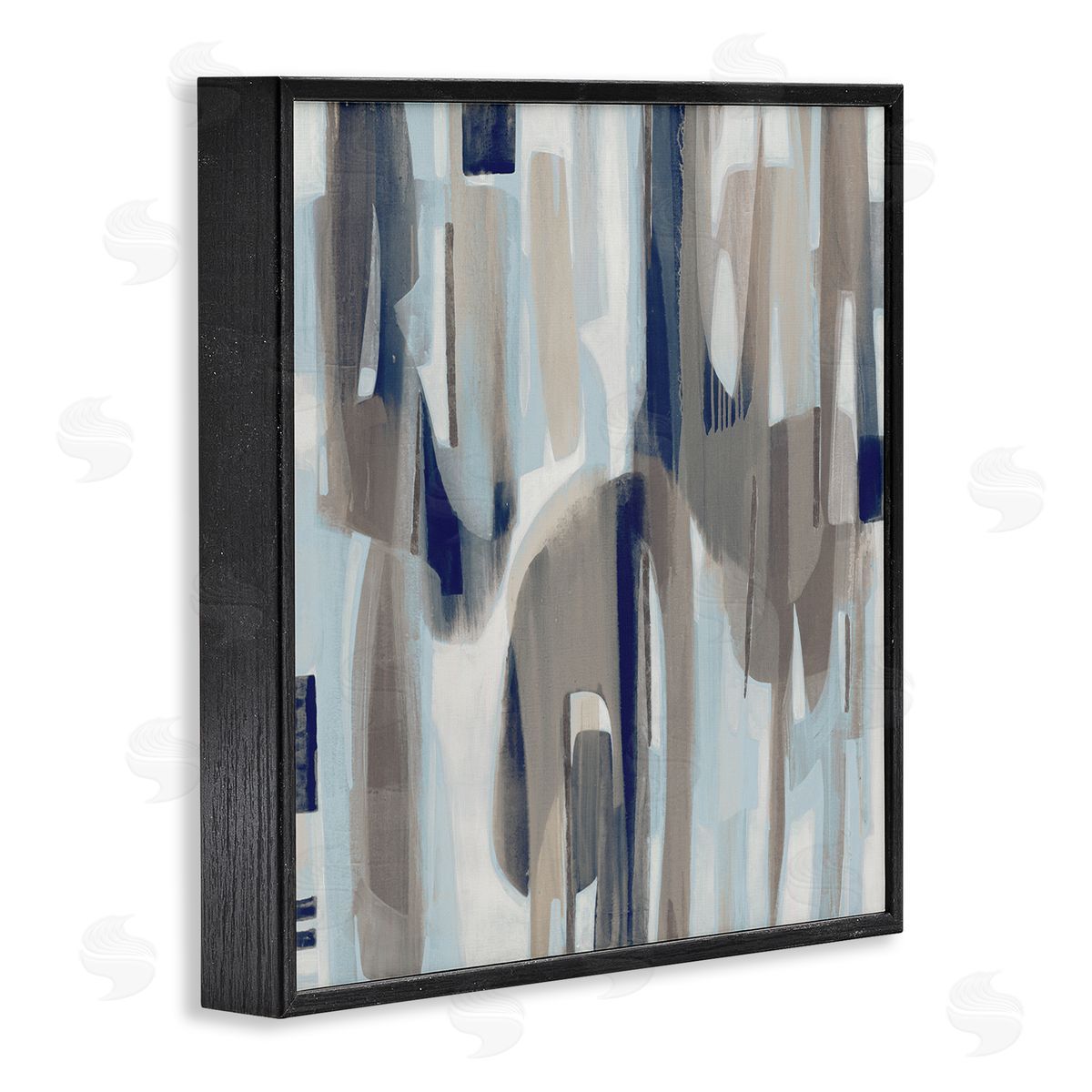 Liz Jardine Neutral Beige Falling Strokes Black Framed Glicee Wall Art Print