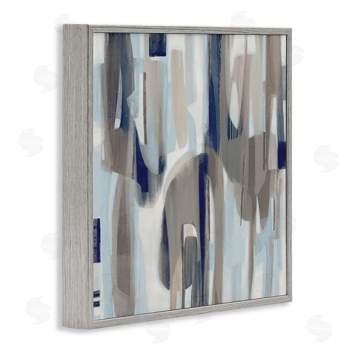 Liz Jardine Neutral Beige Falling Strokes Gray Framed Glicee Wall Art Print