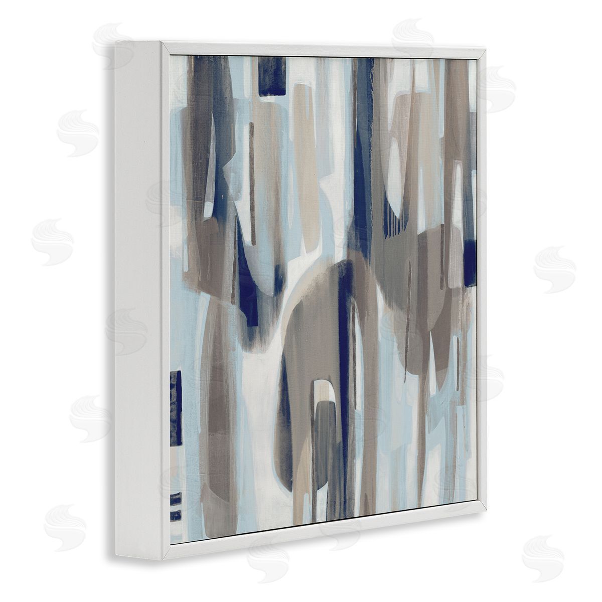 Liz Jardine Neutral Beige Falling Strokes White Framed Glicee Wall Art Print