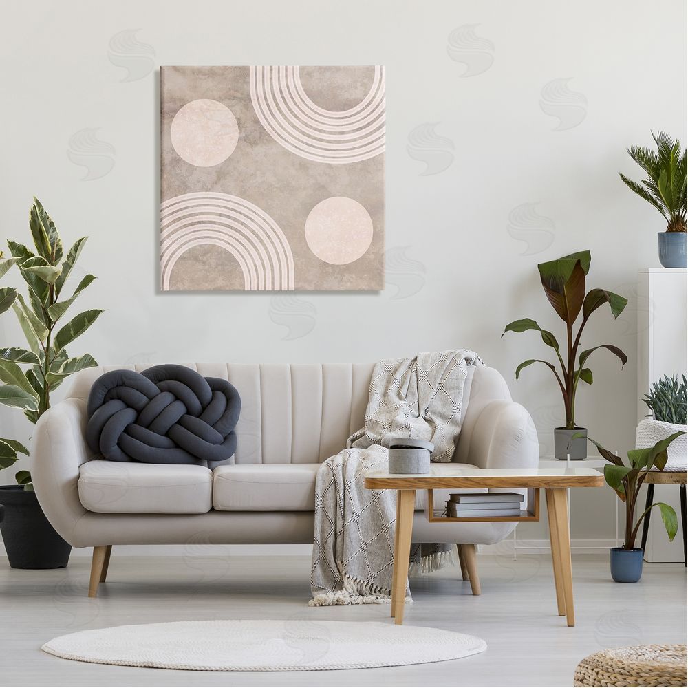 Stupell Studio Beige Arch Geometric Shapes Canvas Wall Art in Room