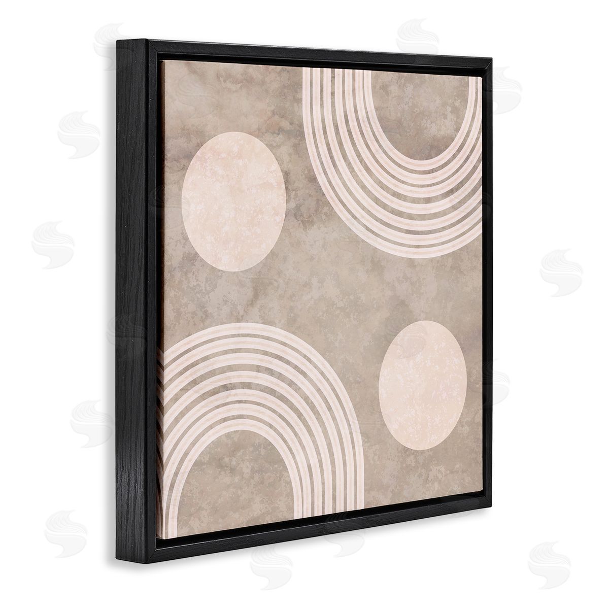 Stupell Studio Beige Arch Geometric Shapes Black Floating Frame Canvas Wall Art Print
