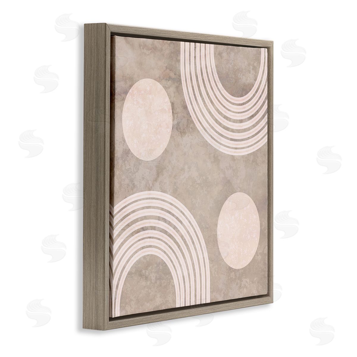 Stupell Studio Beige Arch Geometric Shapes Brown Floating Frame Canvas Wall Art Print