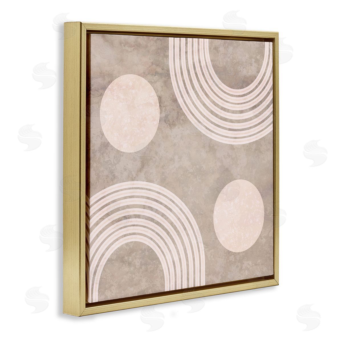 Stupell Studio Beige Arch Geometric Shapes Gold Floating Frame Canvas Wall Art Print