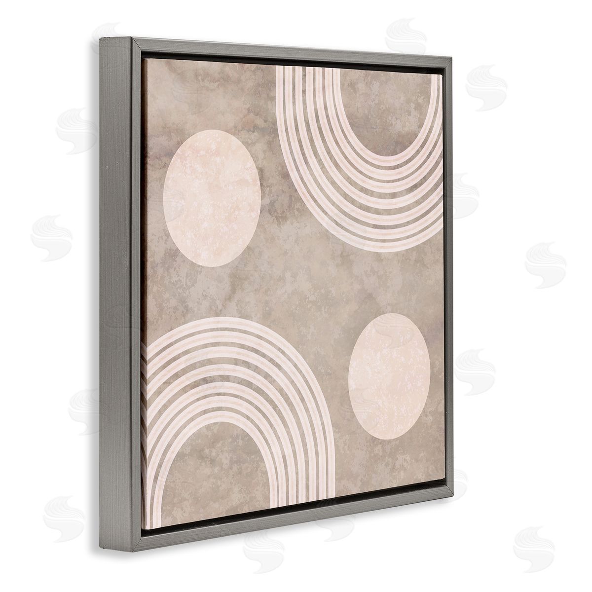 Stupell Studio Beige Arch Geometric Shapes Gray Floating Frame Canvas Wall Art Print