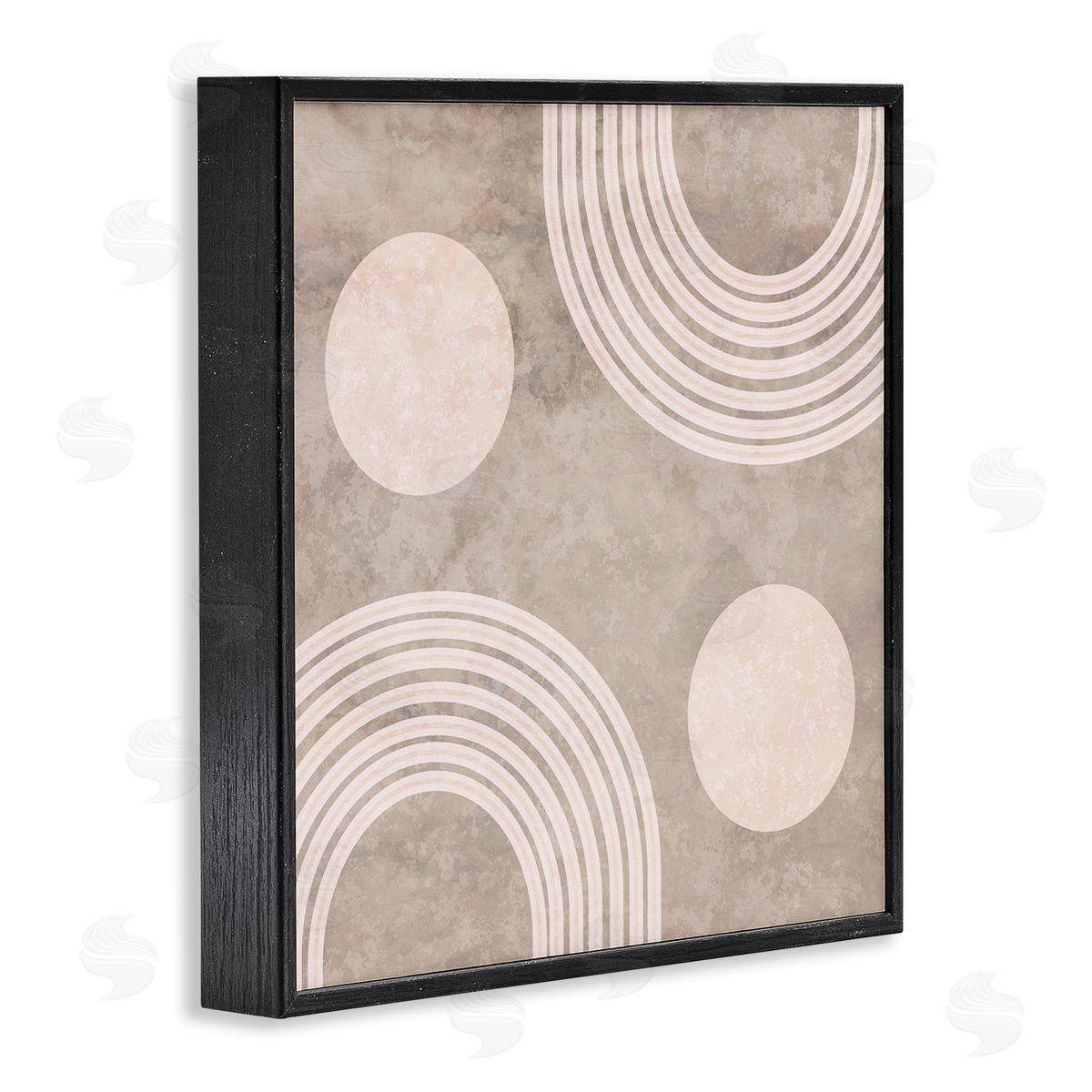 Stupell Studio Beige Arch Geometric Shapes Black Framed Glicee Wall Art Print