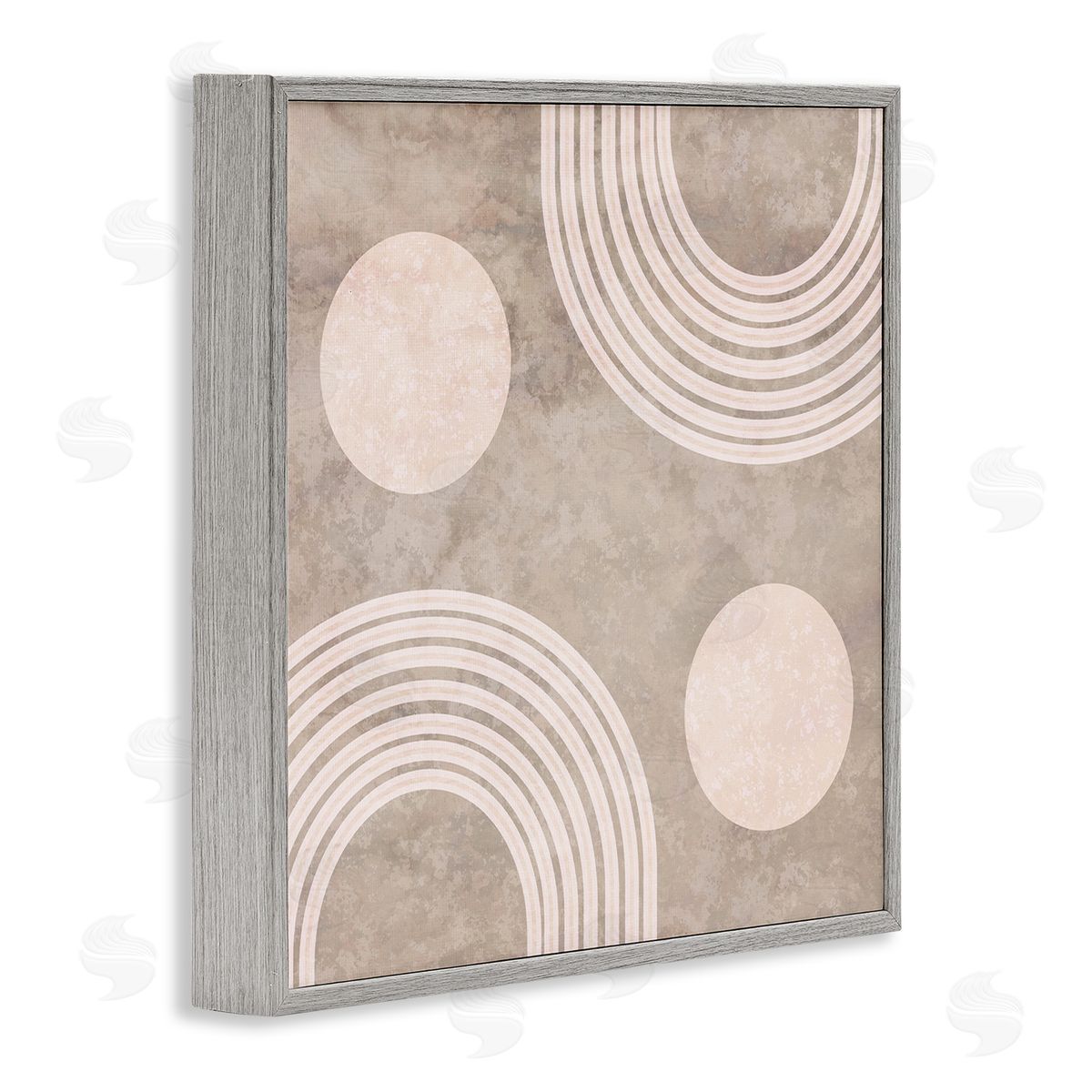 Stupell Studio Beige Arch Geometric Shapes Gray Framed Glicee Wall Art Print