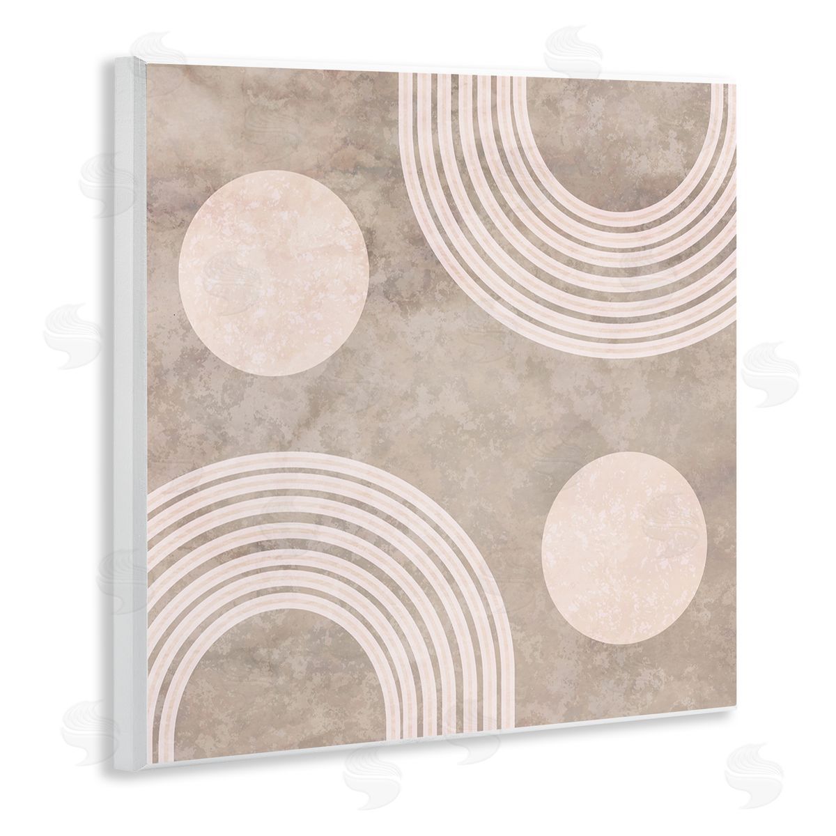 Stupell Studio Beige Arch Geometric Shapes Wooden Wall Plaque Art Print