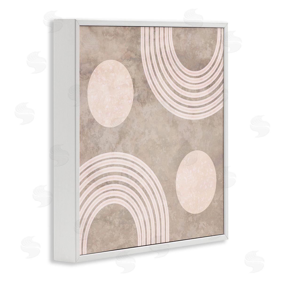 Stupell Studio Beige Arch Geometric Shapes White Framed Glicee Wall Art Print