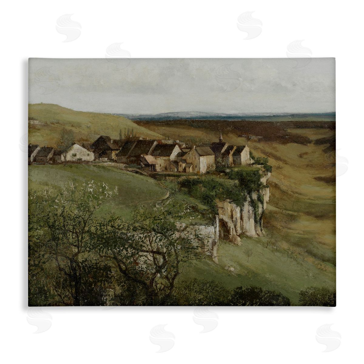 Lettered and Lined Cliff Cottages Rural Landscape
