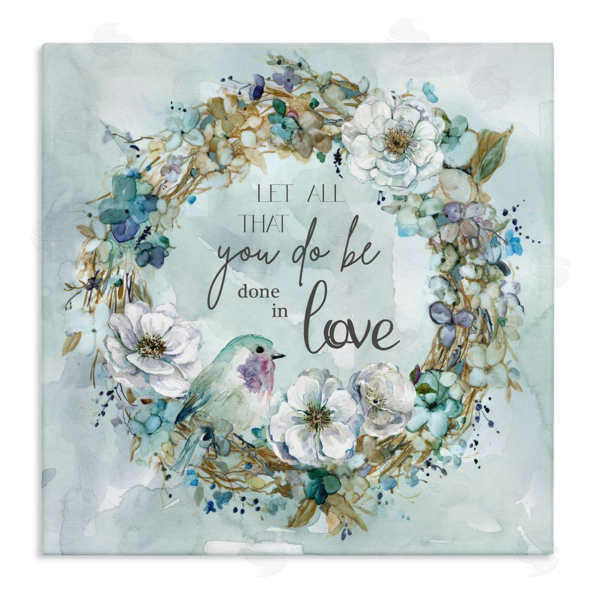 Carol Robinson All You Do Done In Love Wreath Stretched Canvas Wall Art Print