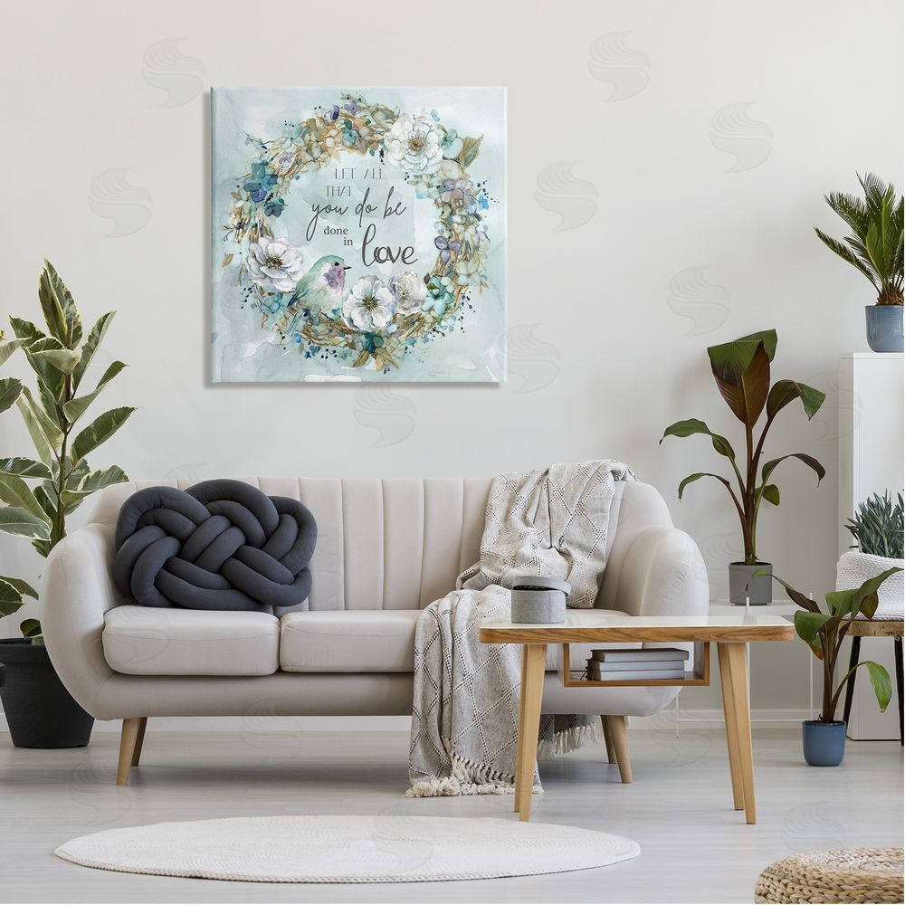 Carol Robinson All You Do Done In Love Wreath Canvas Wall Art in Room