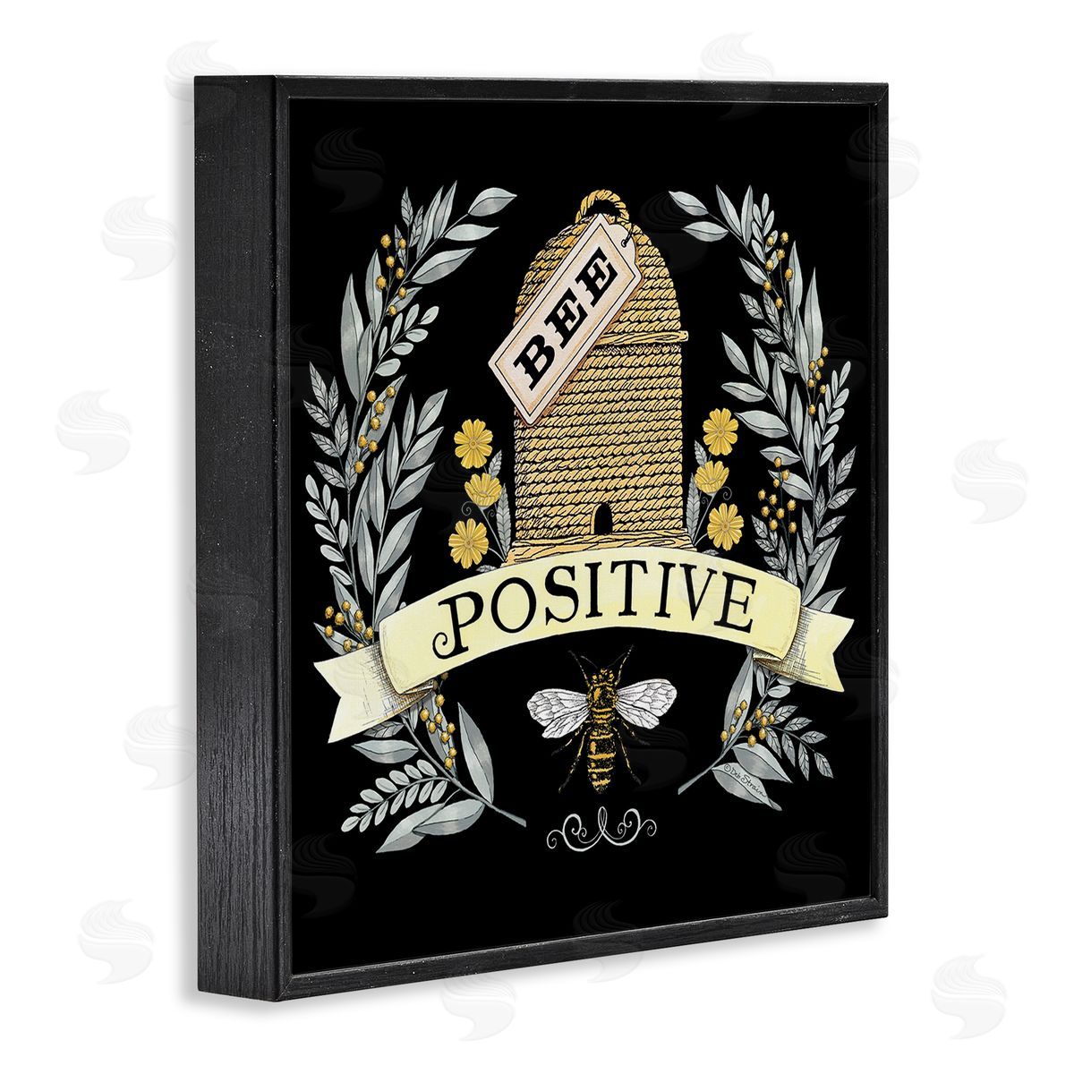 Deb Strain Bee Positive Vintage Hive Black Framed Glicee Wall Art Print