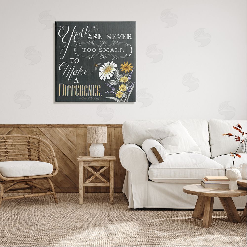 Deb Strain Never Too Small Make A Difference Florals Canvas Wall Art in Room