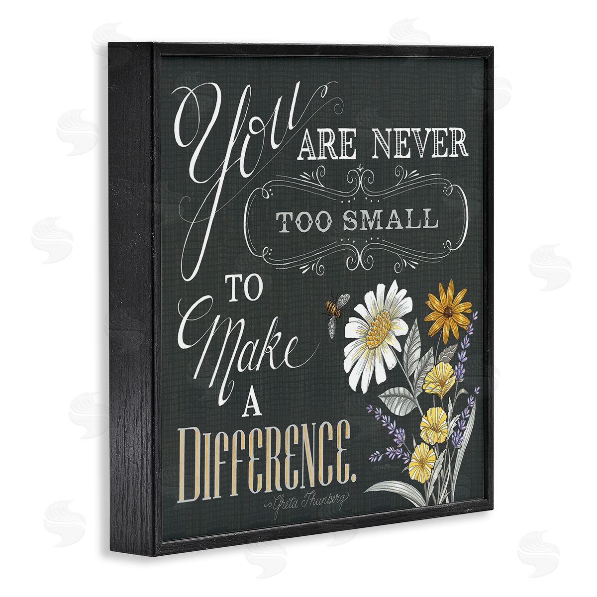 Deb Strain Never Too Small Make A Difference Florals Black Framed Glicee Wall Art Print