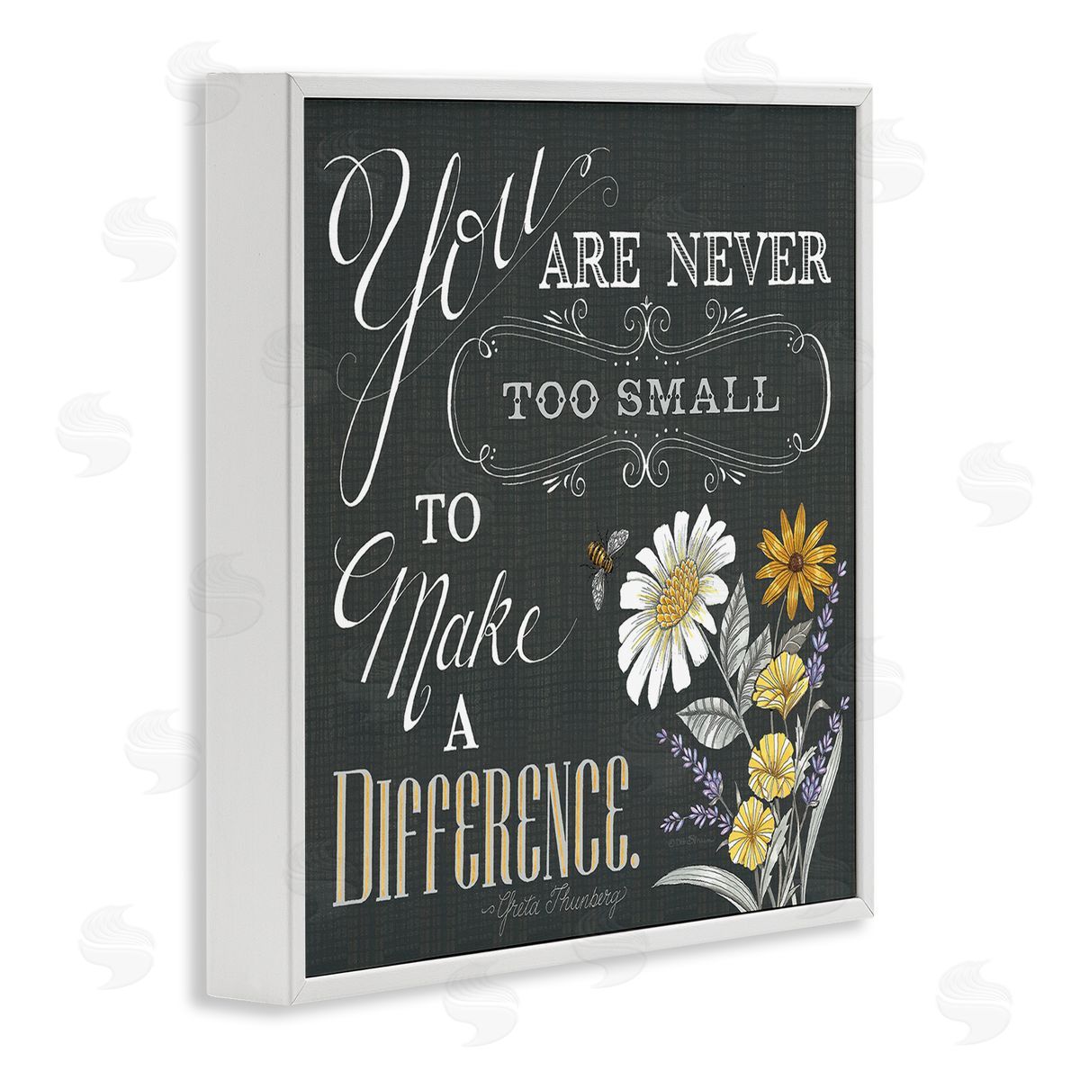 Deb Strain Never Too Small Make A Difference Florals White Framed Glicee Wall Art Print