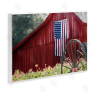 Kim Allen | Red Barn with American Flag