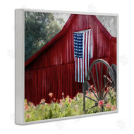 Kim Allen | Red Barn with American Flag