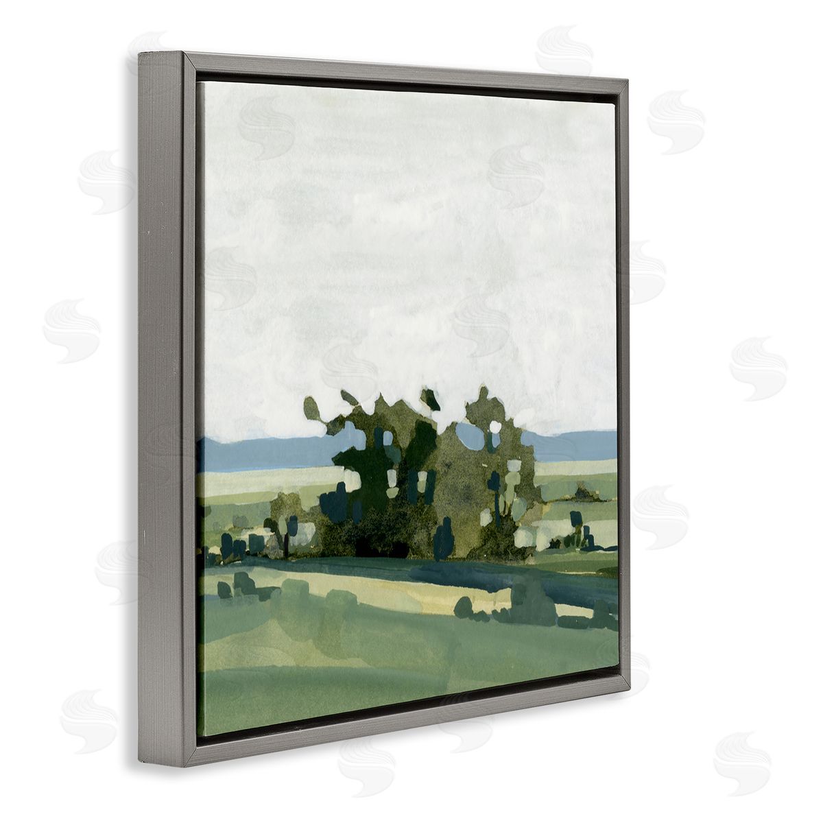 Emma Caroline Abstract Rural Grove Distant Mountains Gray Floating Frame Canvas Wall Art Print