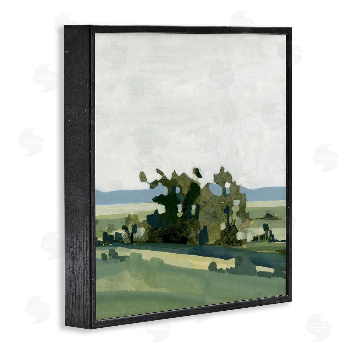 Emma Caroline Abstract Rural Grove Distant Mountains Black Framed Glicee Wall Art Print
