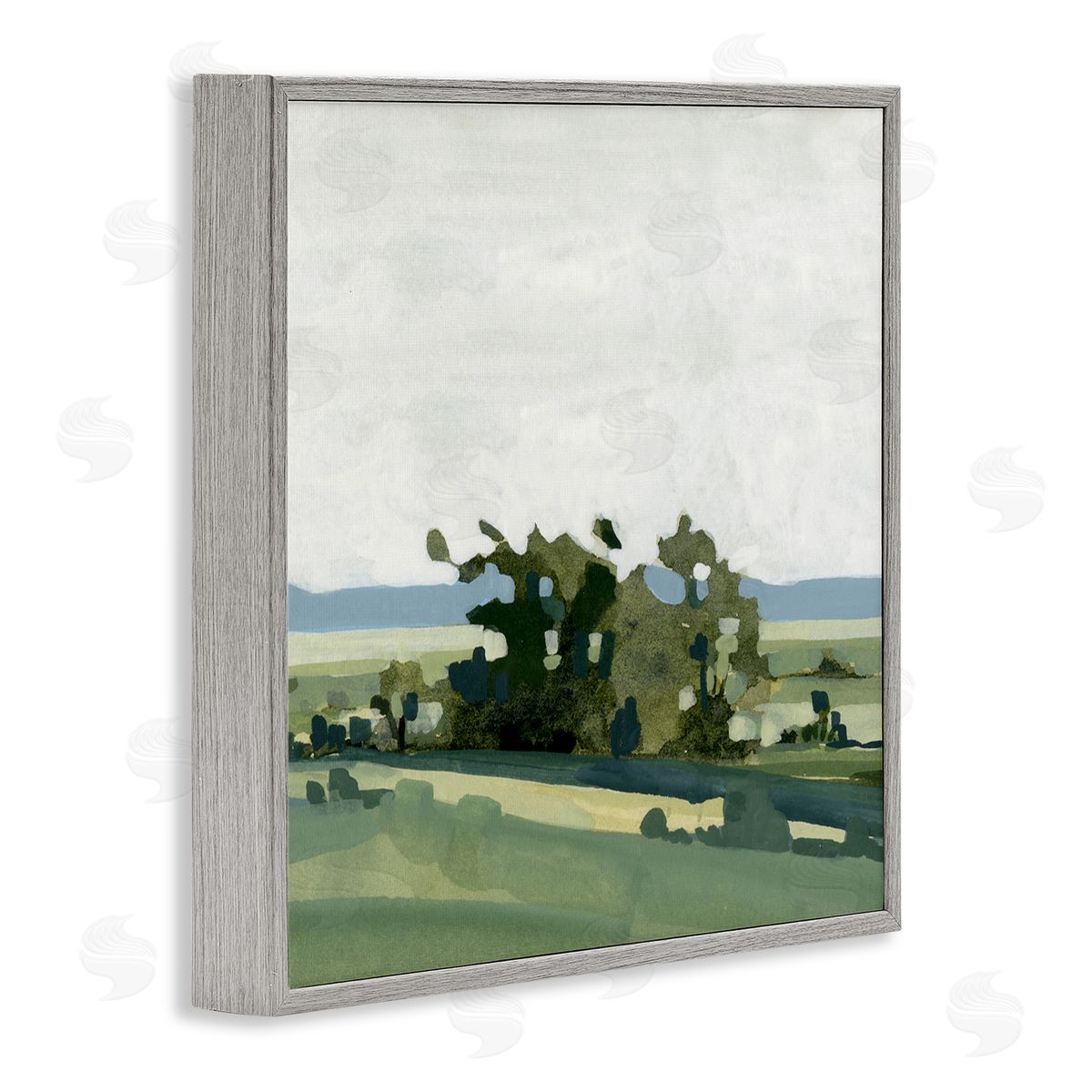 Emma Caroline Abstract Rural Grove Distant Mountains Gray Framed Glicee Wall Art Print