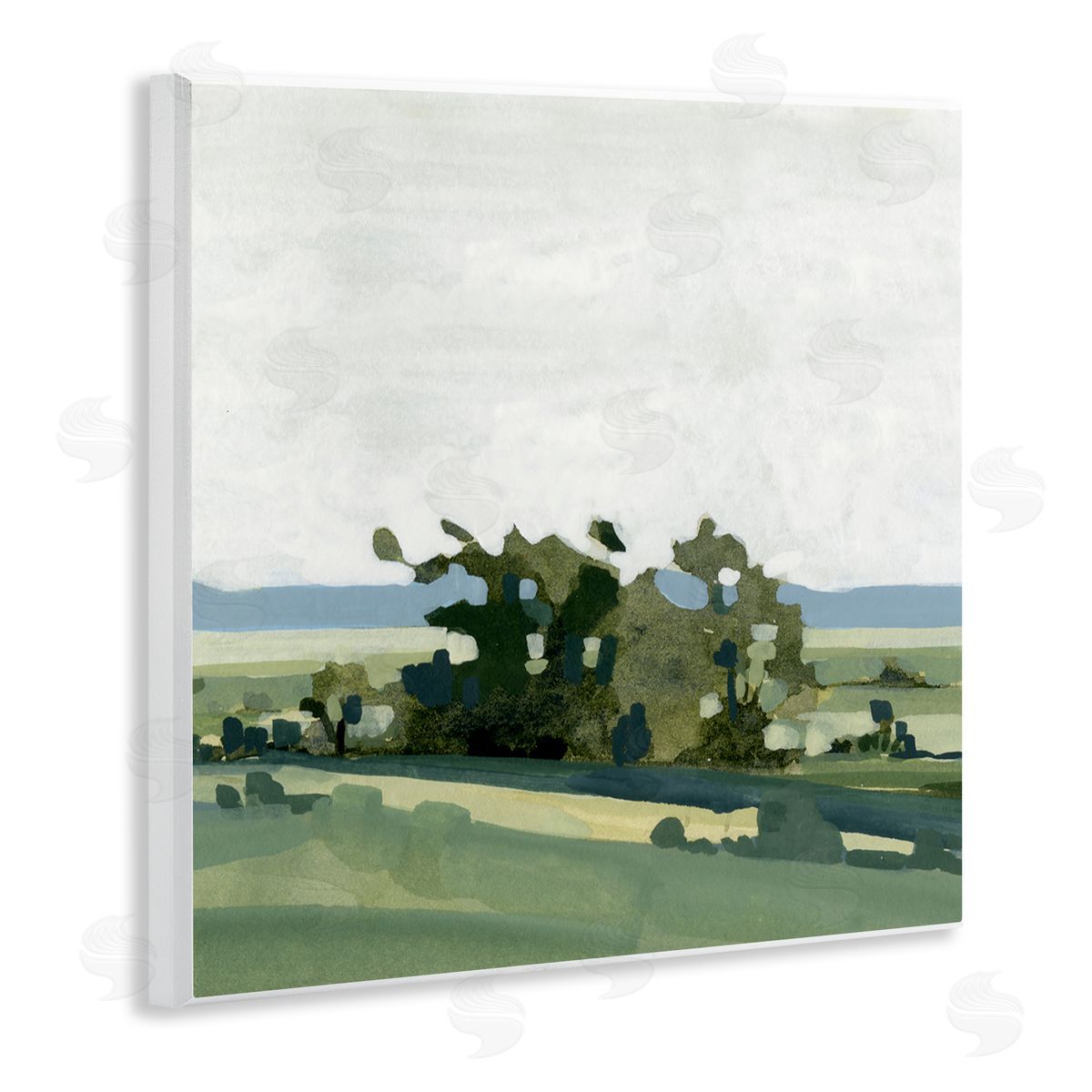 Emma Caroline Abstract Rural Grove Distant Mountains Wooden Wall Plaque Art Print