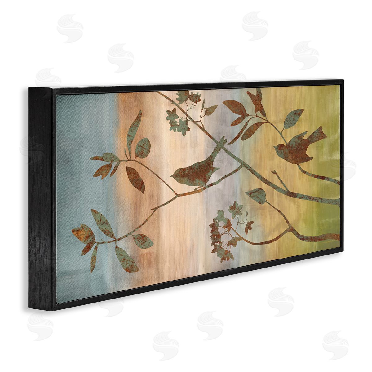 Collaged Bird Nature Silhouette Black Frame Print Wall Art, Home Decor by Chris Donovan