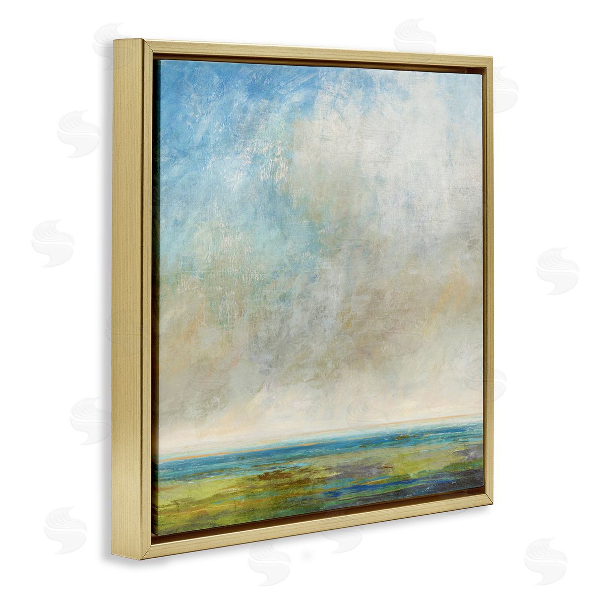 Suzanne Nicoll Abstract Scenery Cloudy Water View Gold Floating Frame Canvas Wall Art Print