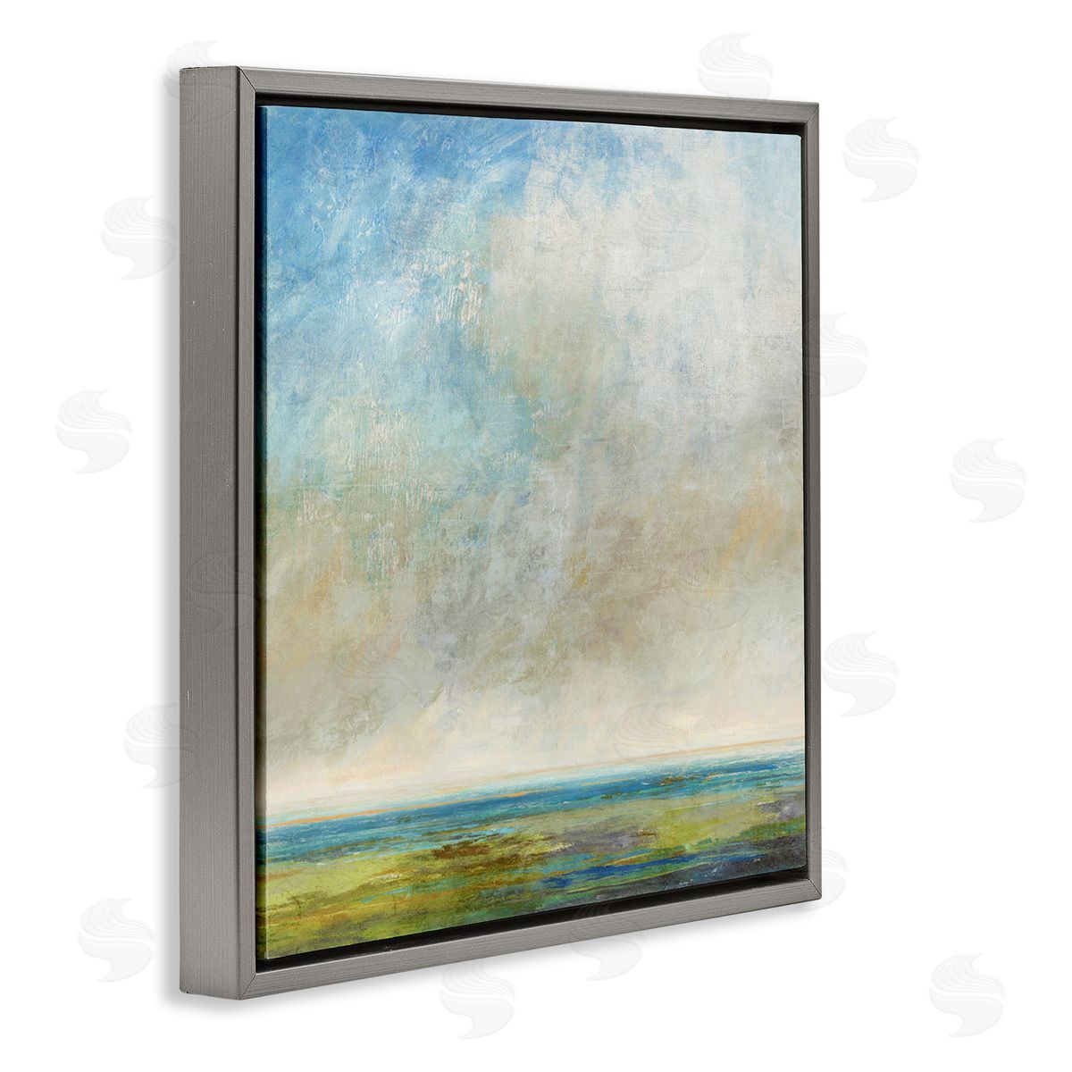 Suzanne Nicoll Abstract Scenery Cloudy Water View Gray Floating Frame Canvas Wall Art Print