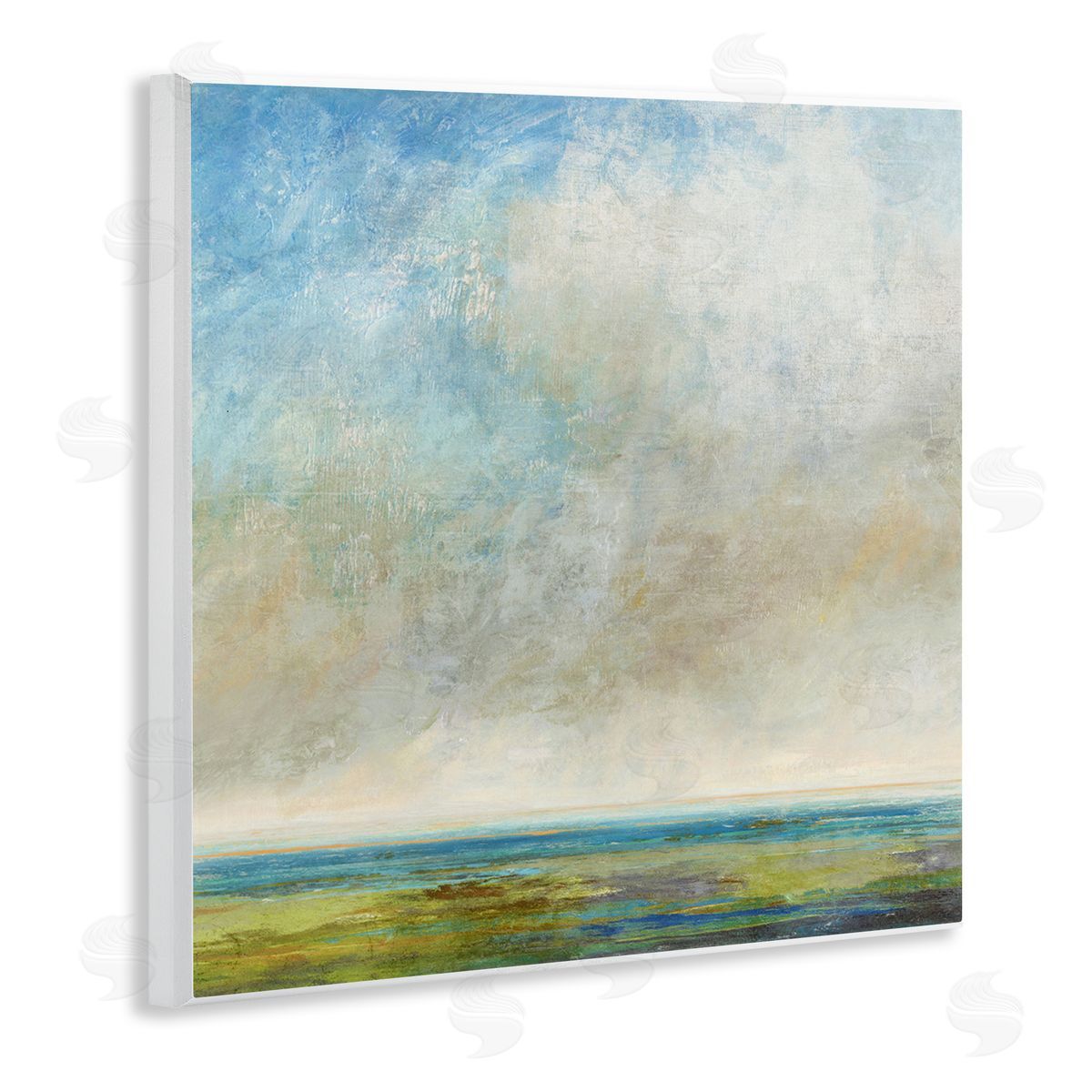 Suzanne Nicoll Abstract Scenery Cloudy Water View Wooden Wall Plaque Art Print
