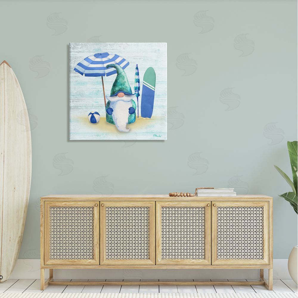 Paul Brent Coastal Seaside Garden Gnome  Canvas Wall Art in Room