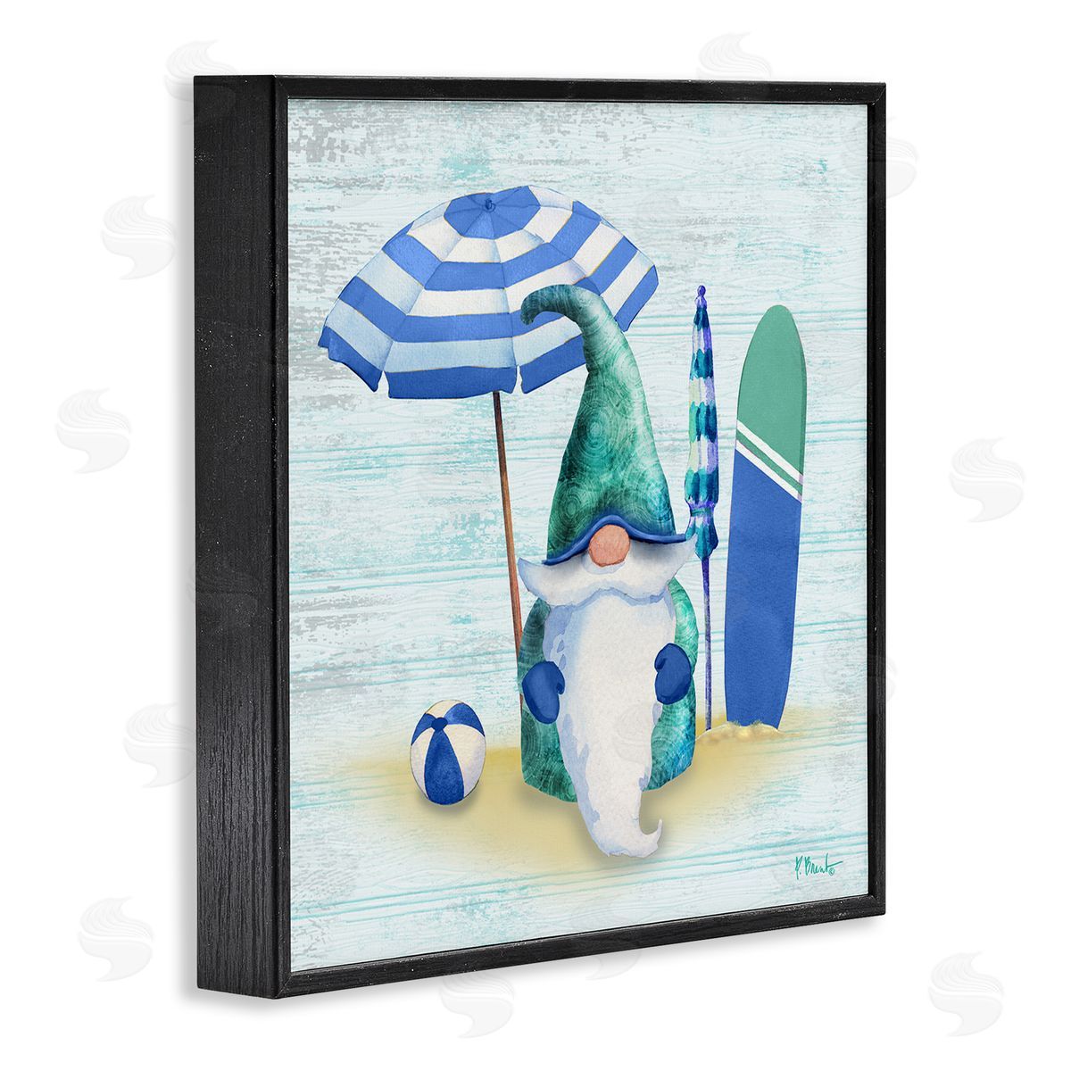 Paul Brent Coastal Seaside Garden Gnome  Black Framed Glicee Wall Art Print
