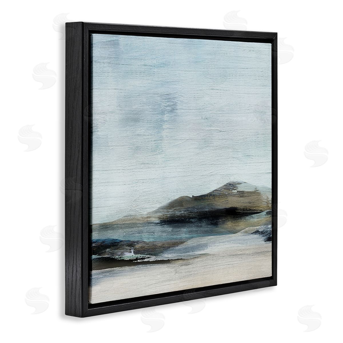 Judith Shapiro Abstract Rocky Beach Landscape Black Floating Frame Canvas Wall Art Print