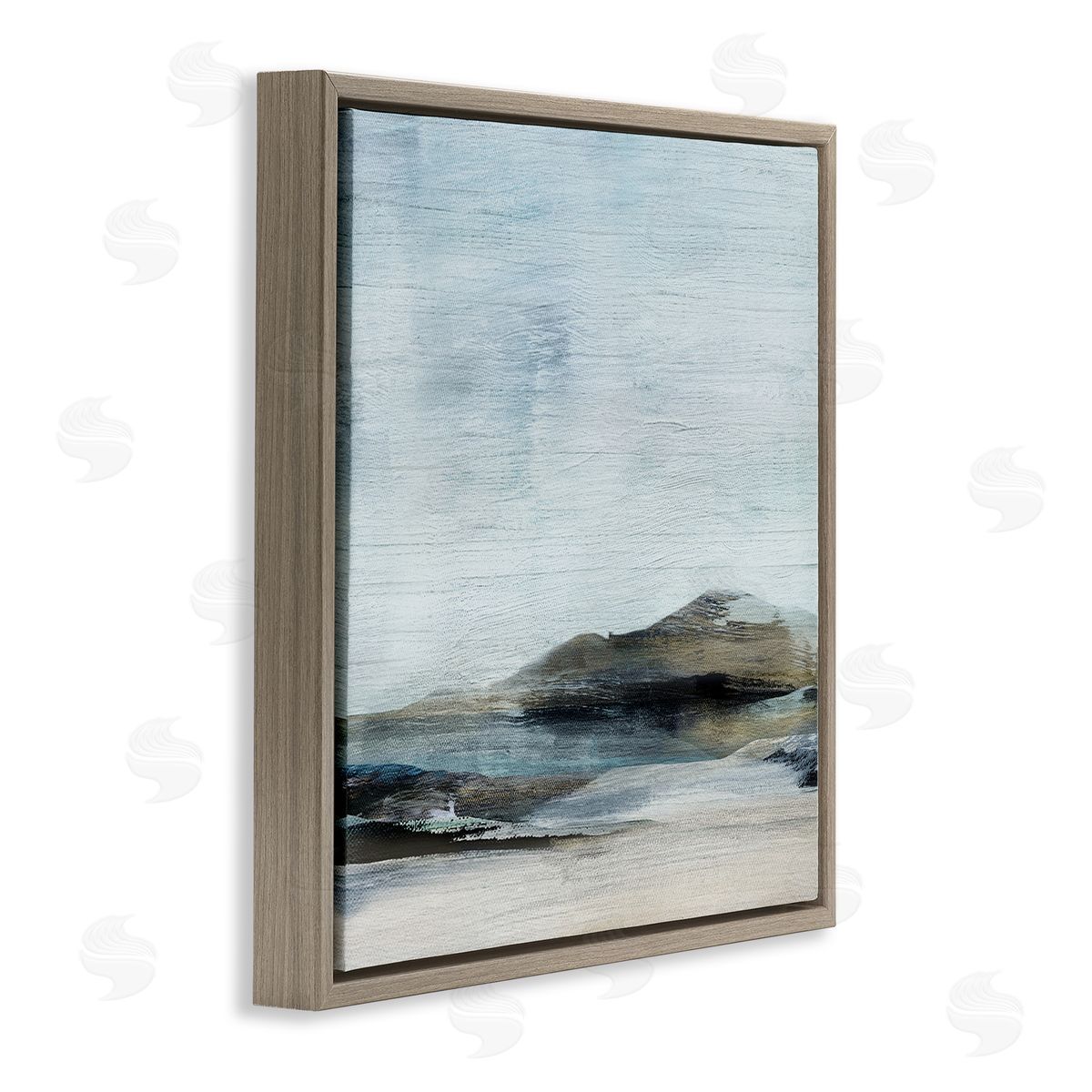 Judith Shapiro Abstract Rocky Beach Landscape Brown Floating Frame Canvas Wall Art Print