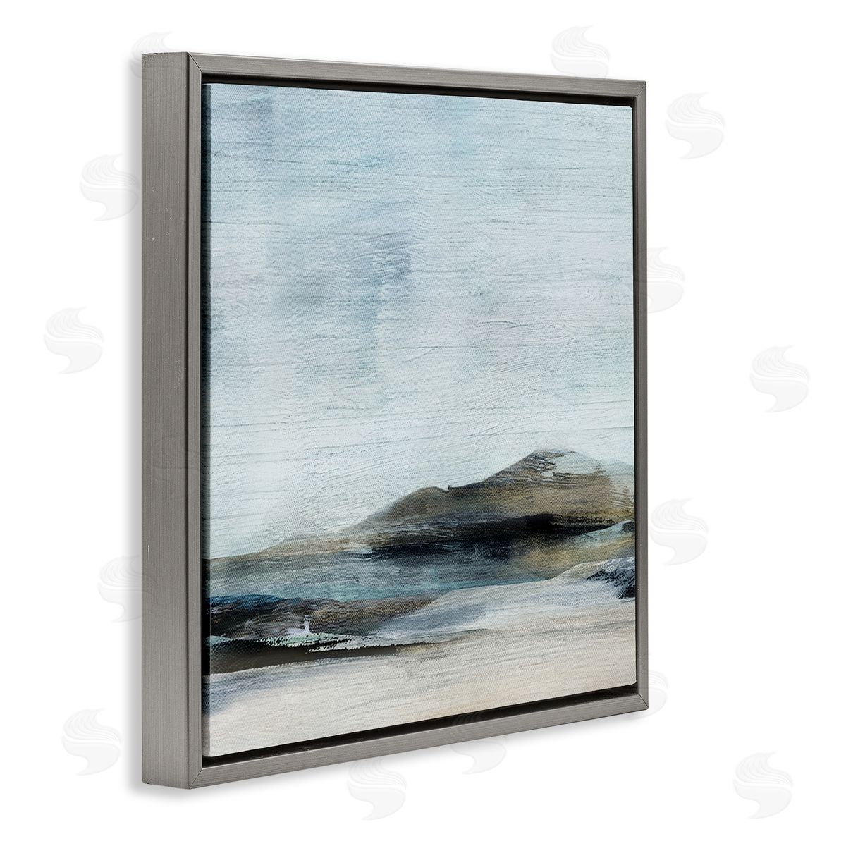 Judith Shapiro Abstract Rocky Beach Landscape Gray Floating Frame Canvas Wall Art Print