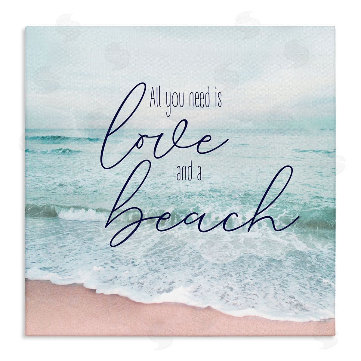 Natalie Carpentieri Love & A Beach Nautical Phrase Stretched Canvas Wall Art Print