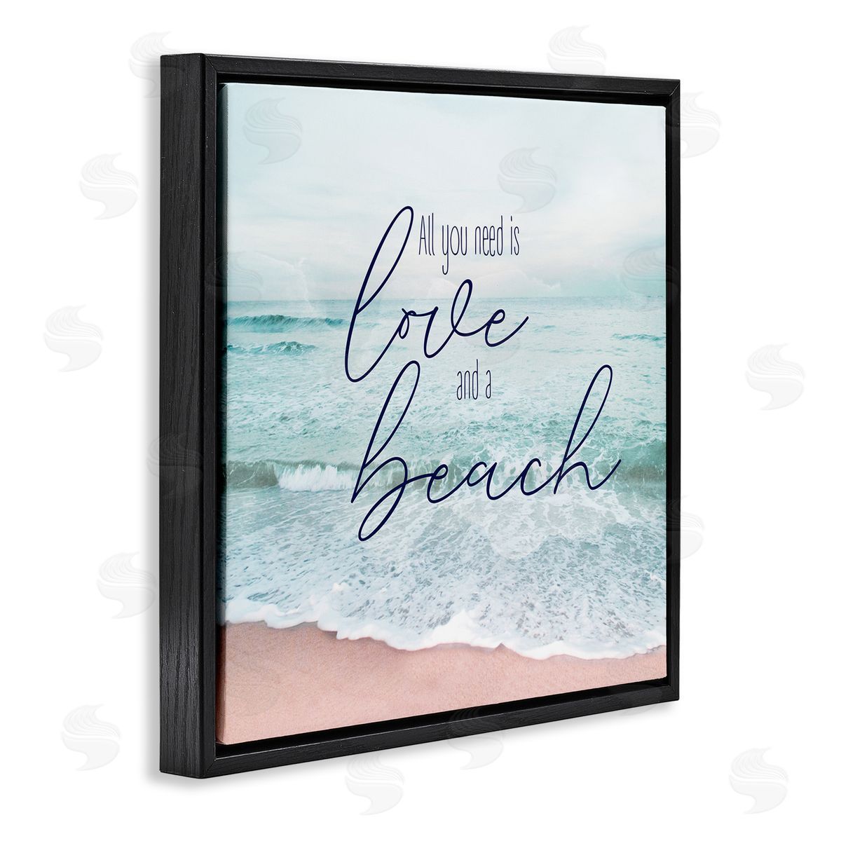 Natalie Carpentieri Love & A Beach Nautical Phrase Black Floating Frame Canvas Wall Art Print