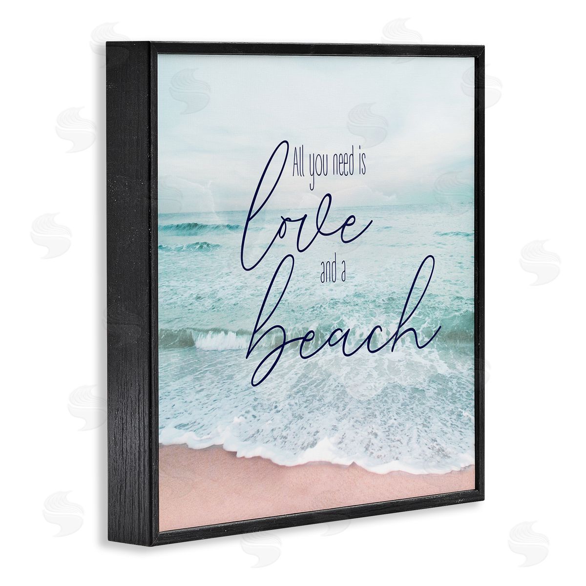 Natalie Carpentieri Love & A Beach Nautical Phrase Black Framed Glicee Wall Art Print