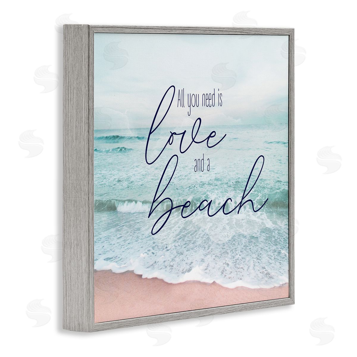 Natalie Carpentieri Love & A Beach Nautical Phrase Gray Framed Glicee Wall Art Print