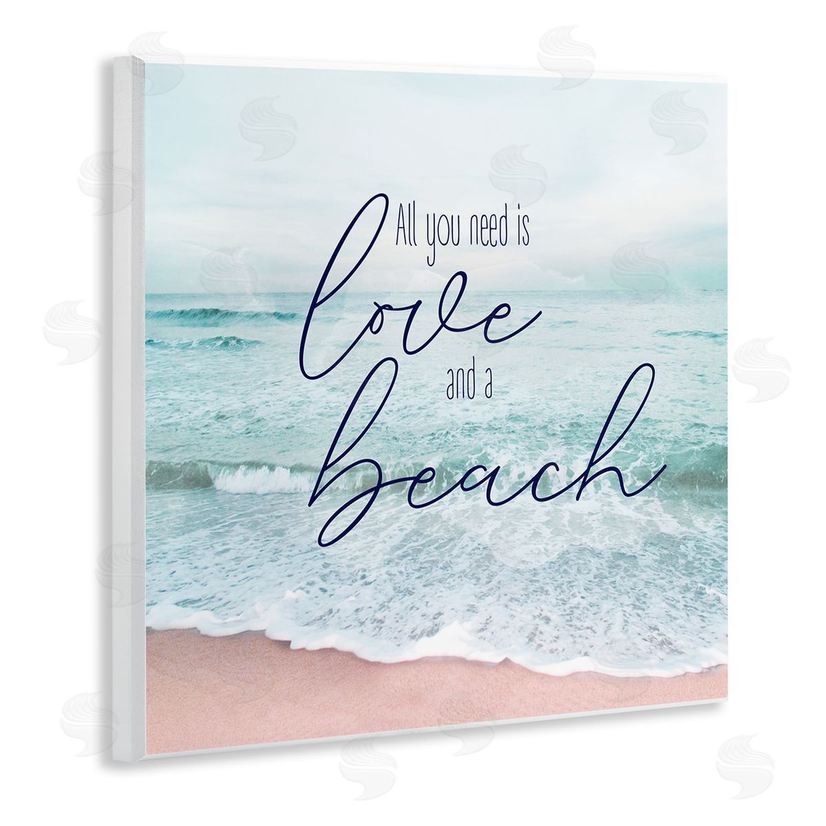 Natalie Carpentieri Love & A Beach Nautical Phrase Wooden Wall Plaque Art Print