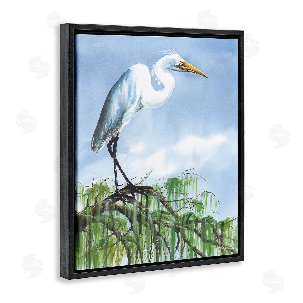 John Rossini Egret Bird Balancing Branch