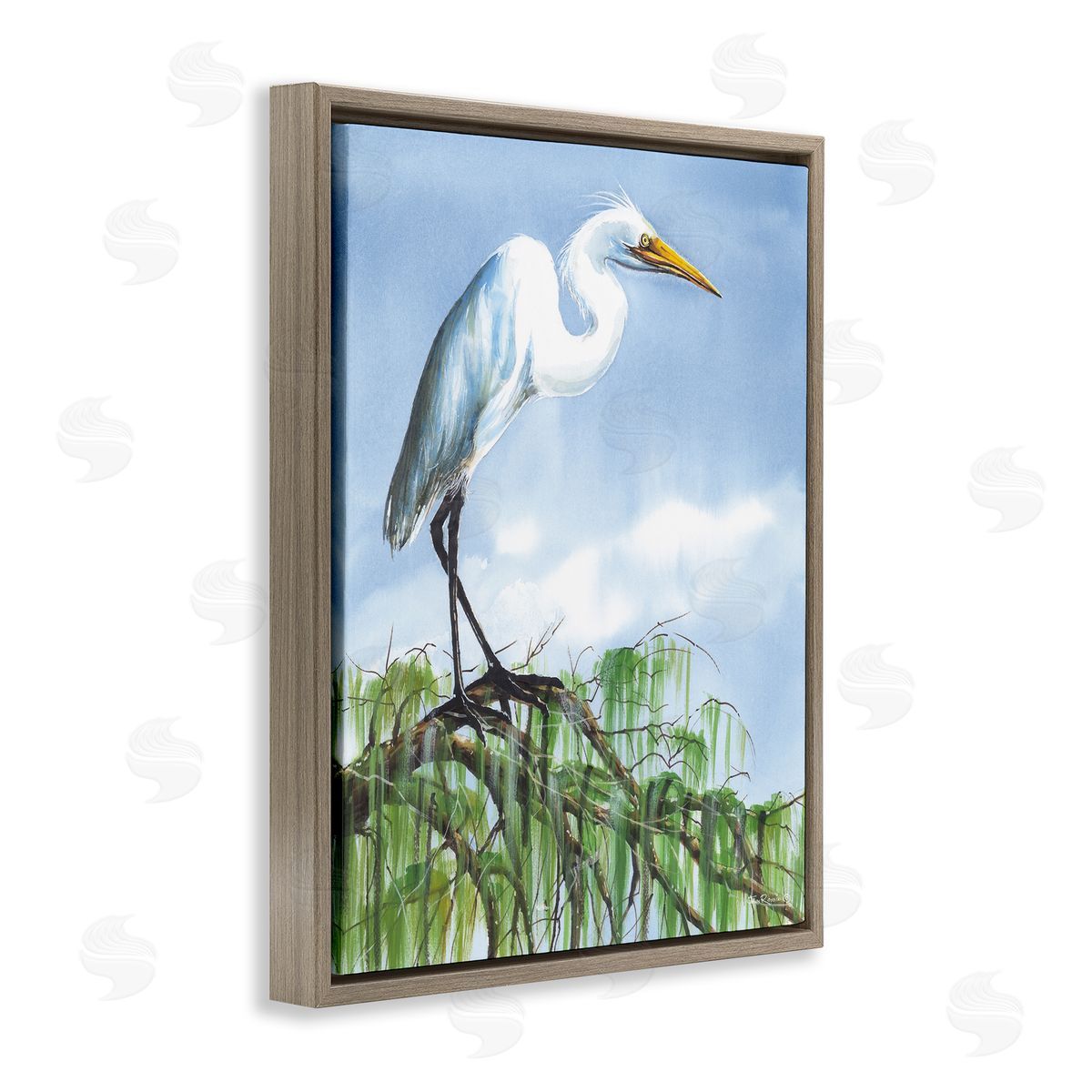 John Rossini Egret Bird Balancing Branch