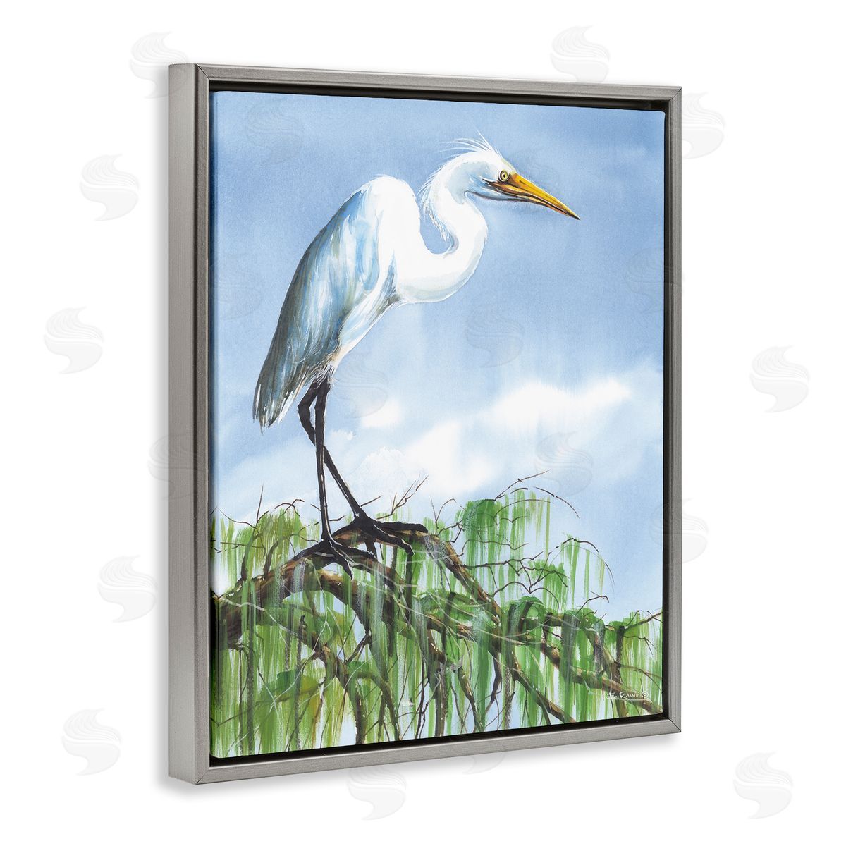 John Rossini Egret Bird Balancing Branch