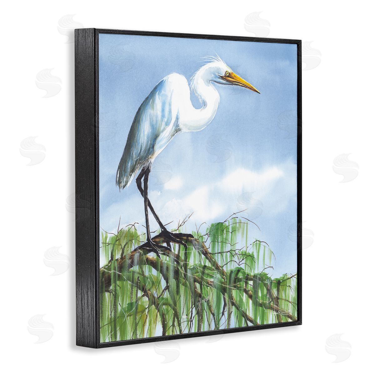 John Rossini Egret Bird Balancing Branch