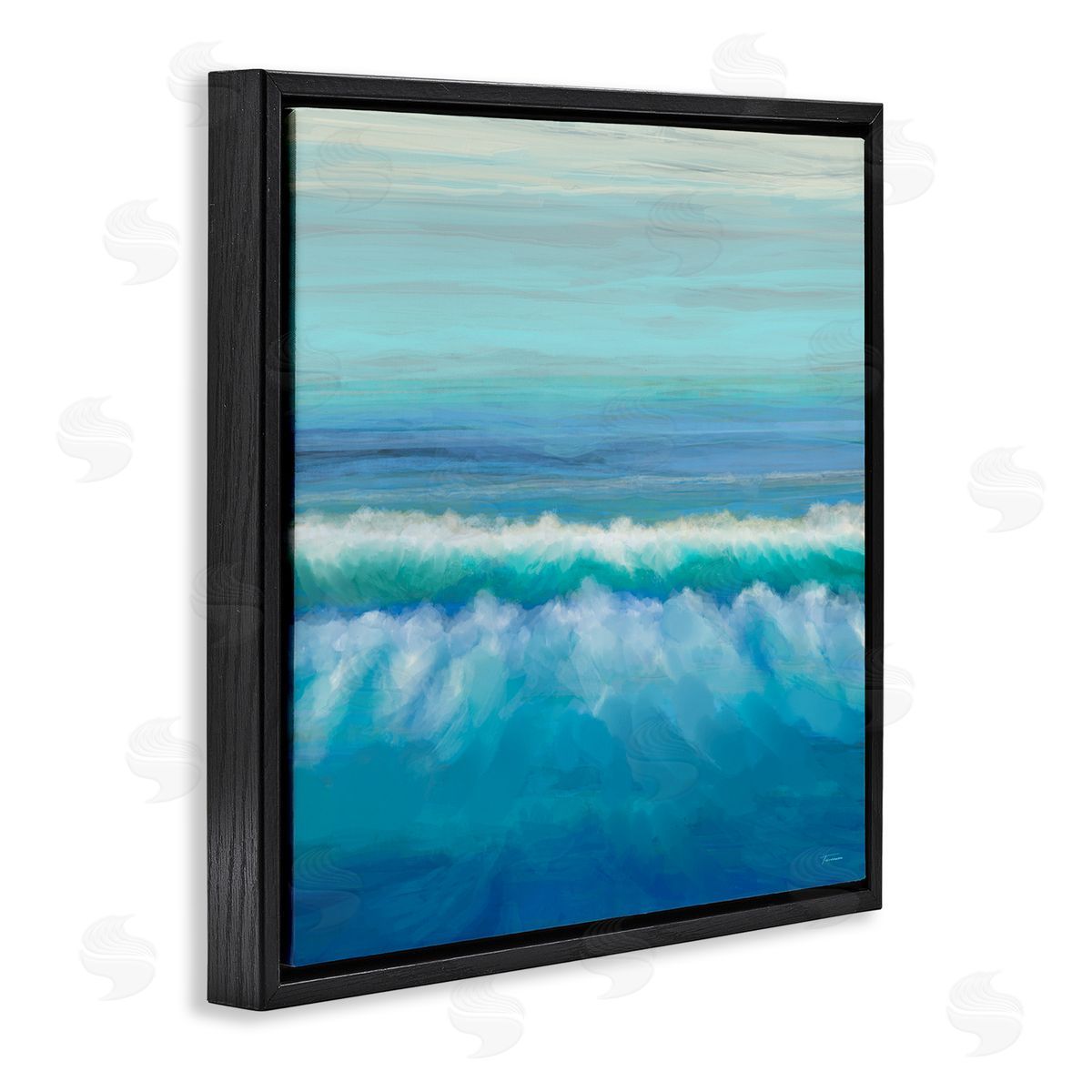 Michael Tienhaara Nautical Ocean Rolling Waves  Black Floating Frame Canvas Wall Art Print