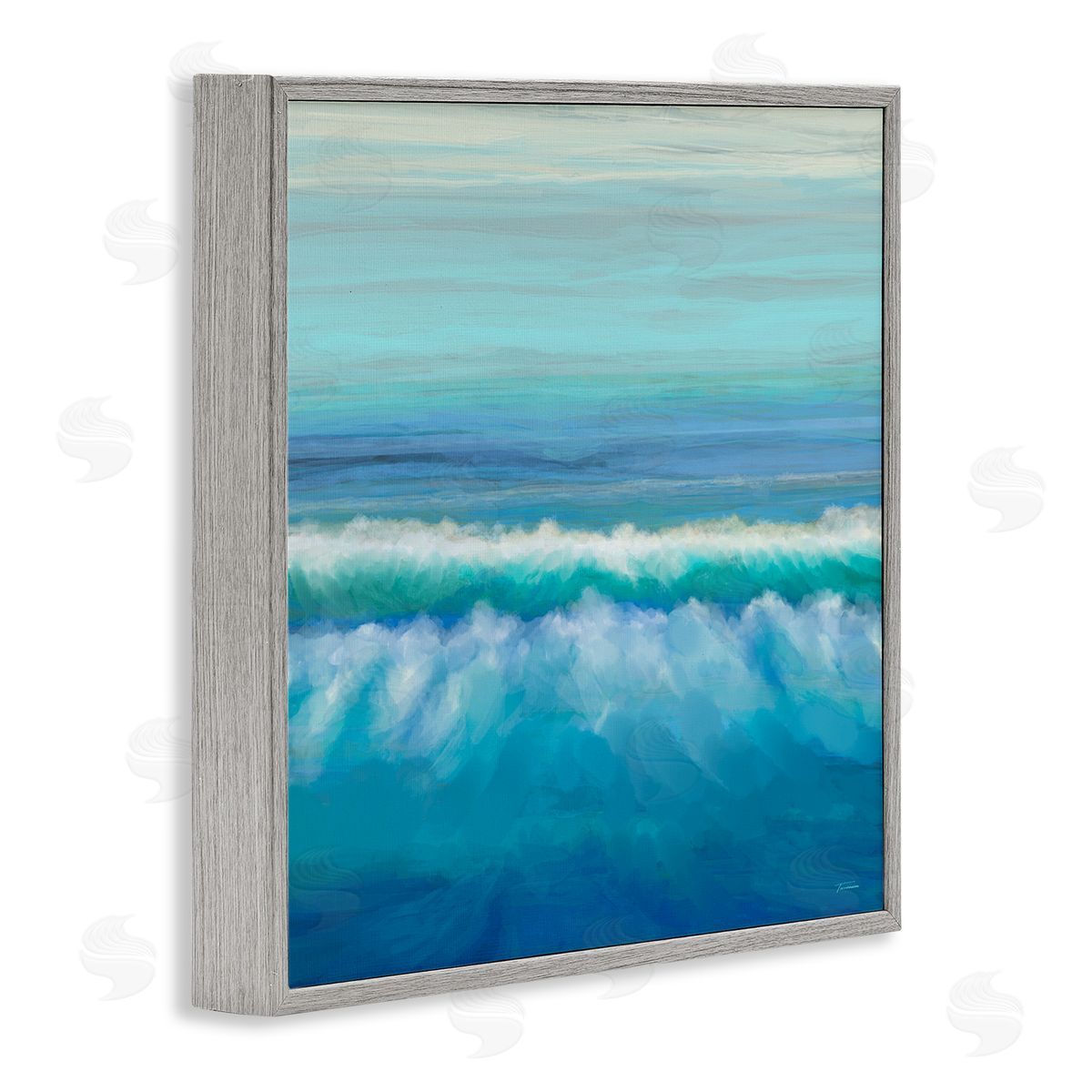 Michael Tienhaara Nautical Ocean Rolling Waves  Gray Framed Glicee Wall Art Print