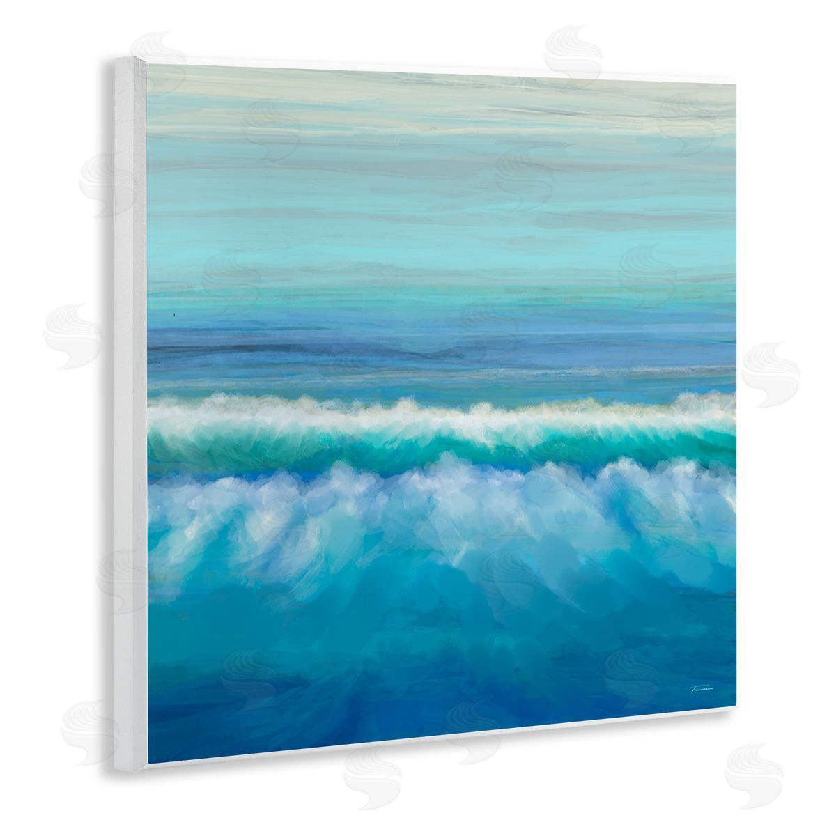 Michael Tienhaara Nautical Ocean Rolling Waves  Wooden Wall Plaque Art Print