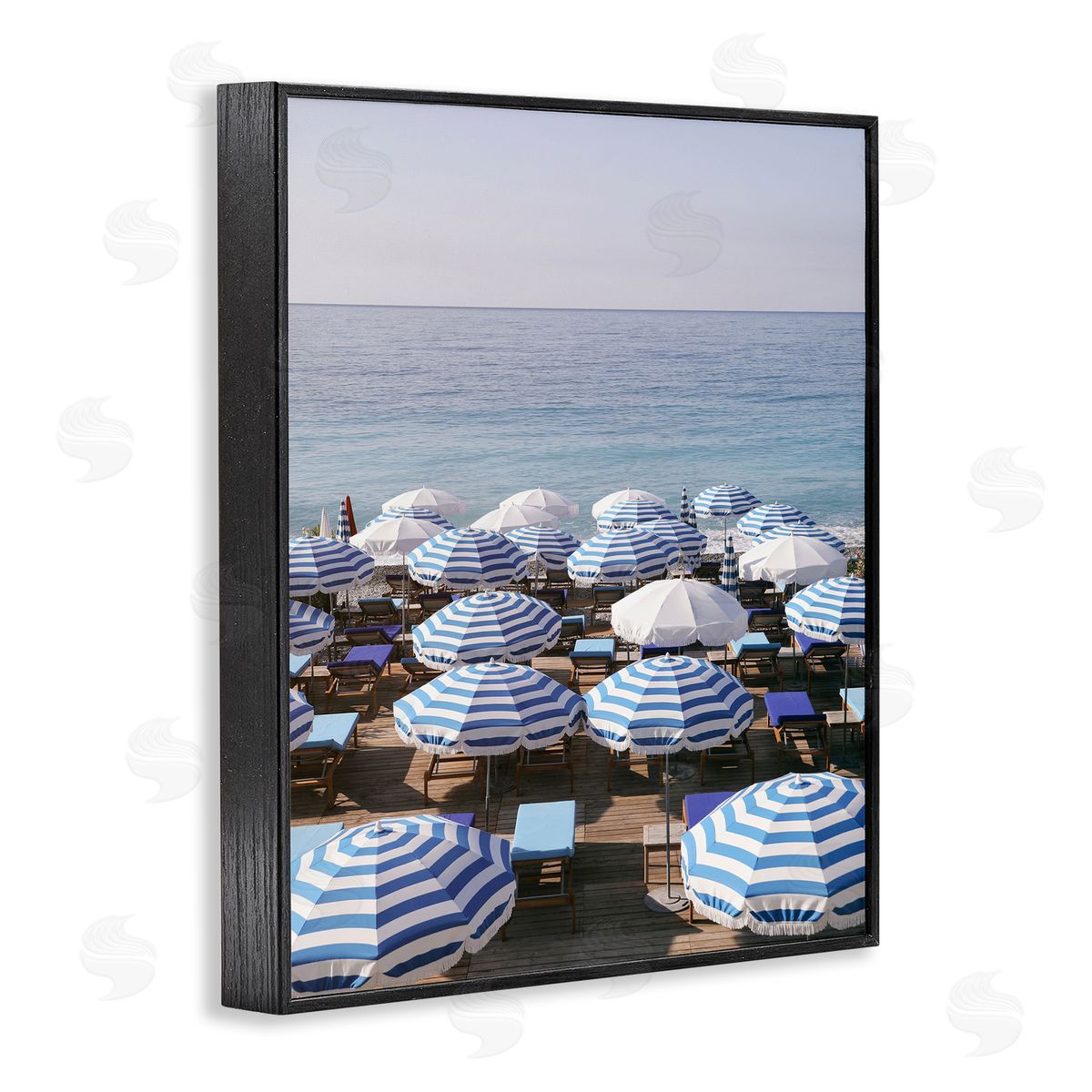 Beach Umbrellas Summer Sky Black Frame Print Wall Art, Home Decor by Carina Okula