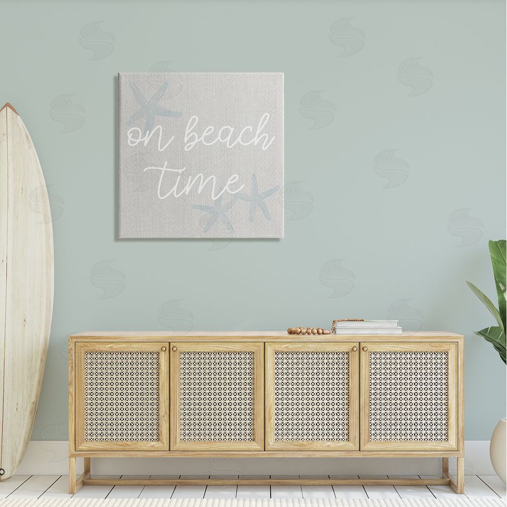 Stupell Studio On Beach Time Starfish Phrase Canvas Wall Art in Room